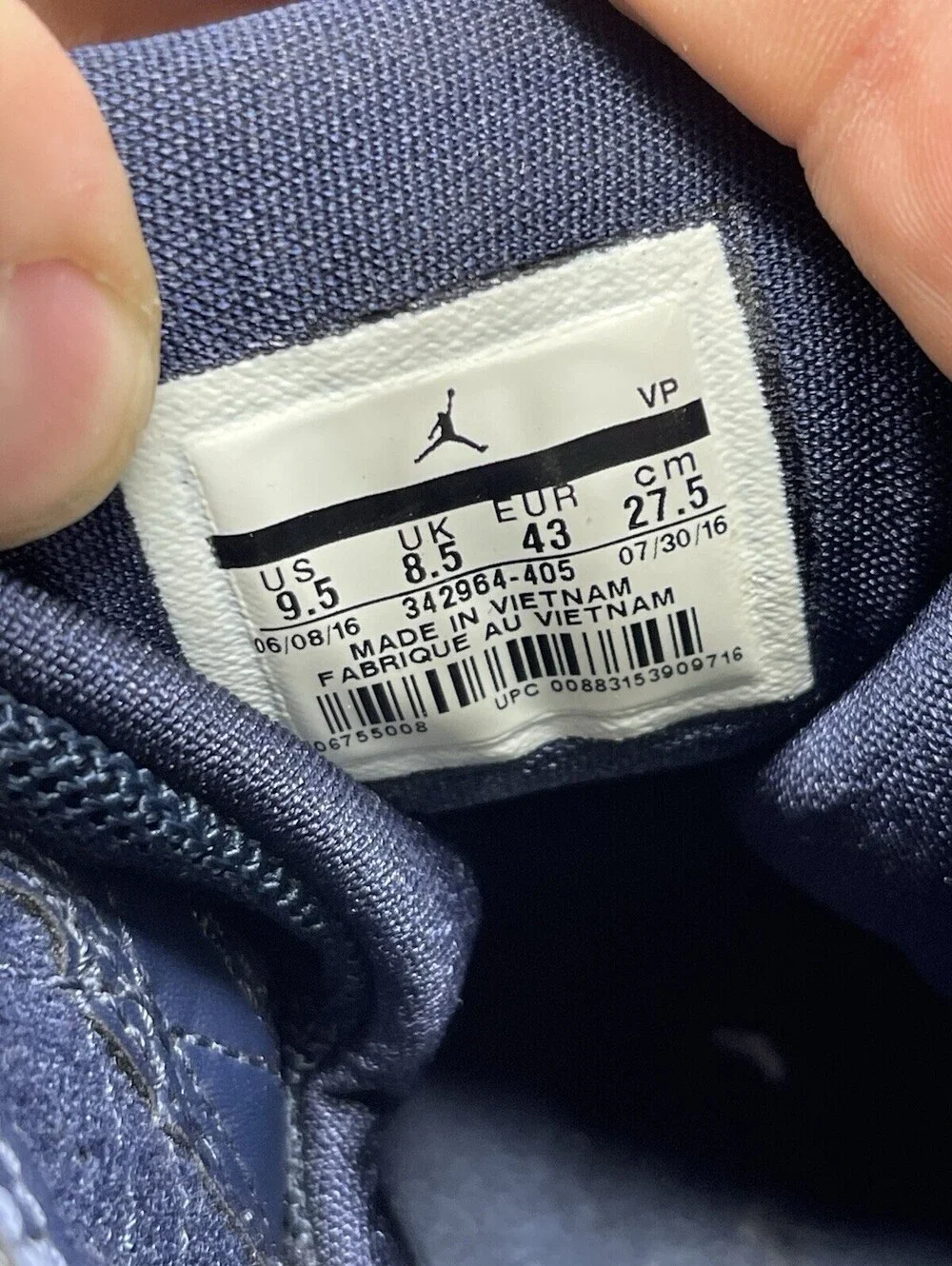 Air Jordan True Flight Size 9.5 Mens Obsidian Navy Blue Basketball 342964-405
